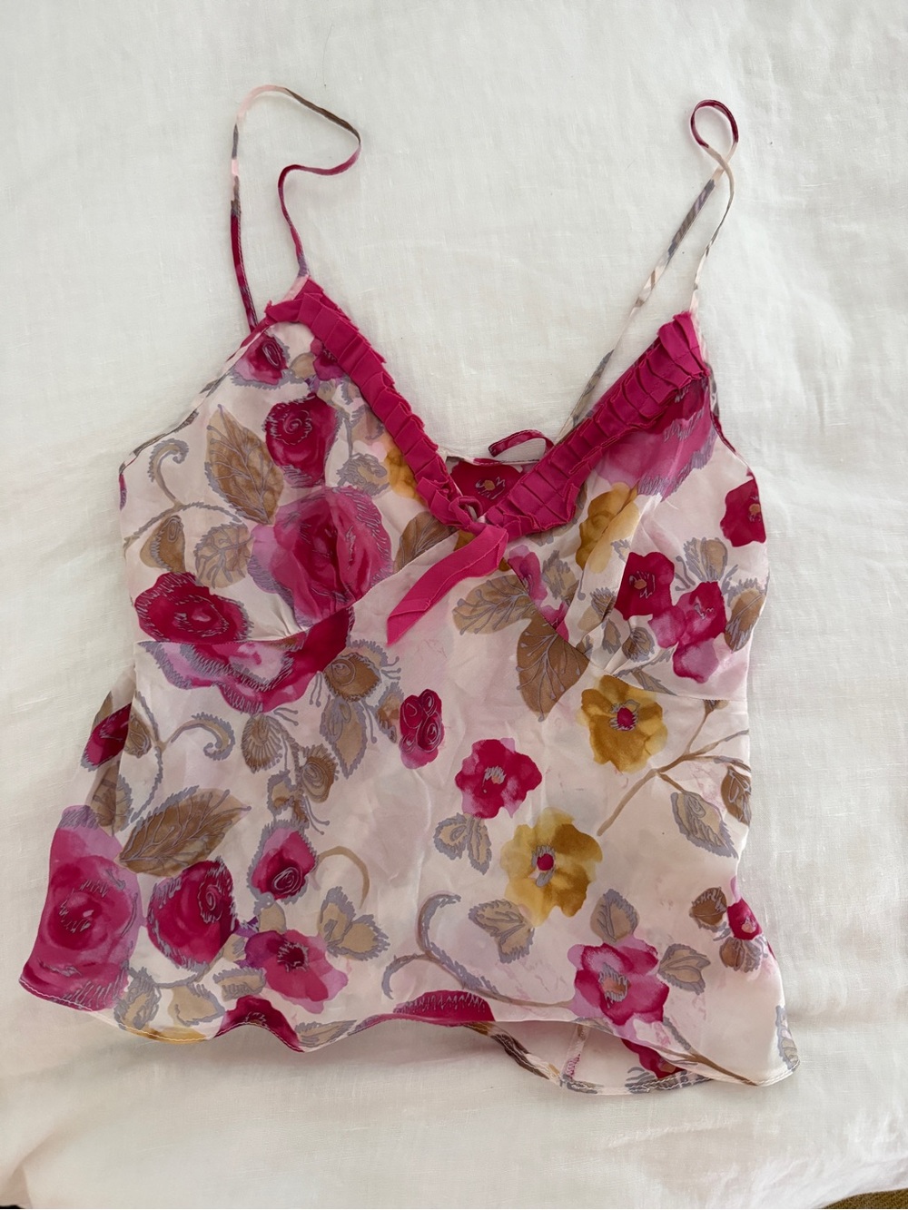 Vintage 100% silk floral Patricia fieldwalker tank